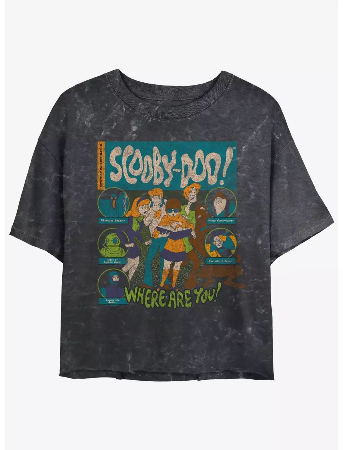 Scooby Doo Mystery Poster Womens Mineral Wash Crop T-Shirt | BoxLunch