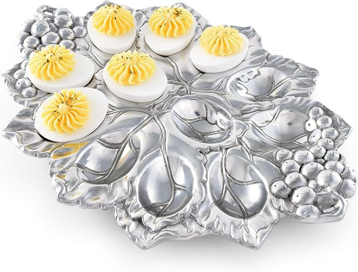 Arthur Court Metal Deviled Egg Holder Tray Grape Pattern Sand Casted in Aluminum with Artisan Qua... | Amazon (US)