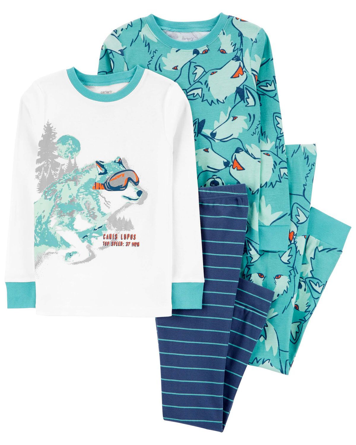 Green Kid 4-Piece Husky 100% Snug Fit Cotton Pajamas | carters.com | Carter's