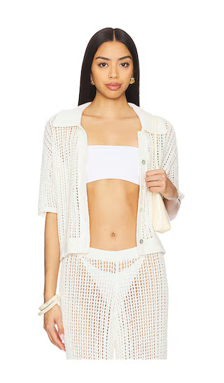 Ophelia Windowpane Knit Top in Cloud | Revolve Clothing (Global)