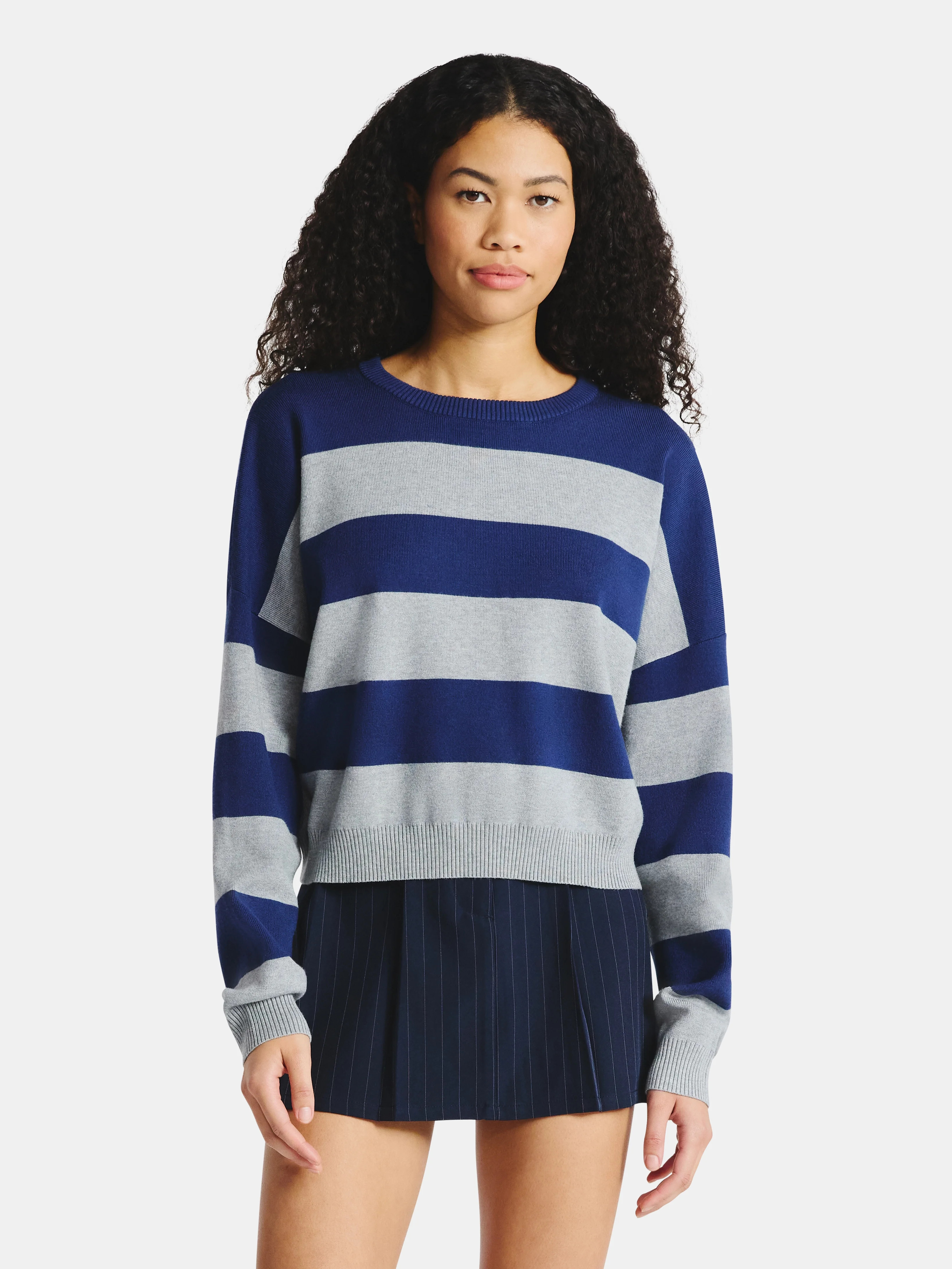 No Boundaries Striped Sweater, Lightweight, Women's | Walmart (US)