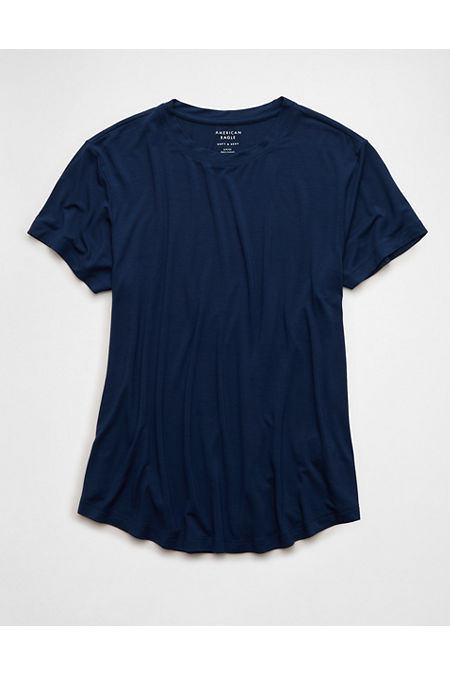 AE Soft & Sexy T-Shirt Women's Dark Indigo M | American Eagle Outfitters (US & CA)