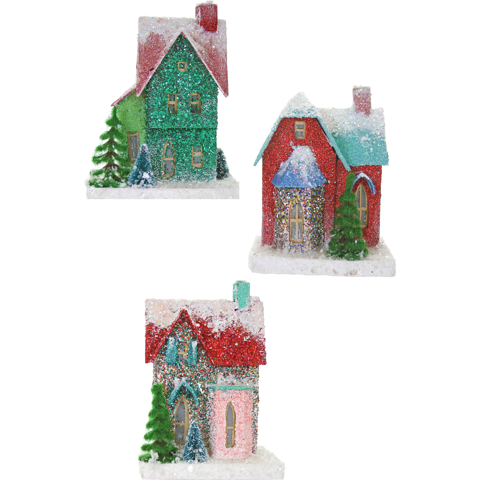 Mini & Bright Glitter Houses, Set of 3 | Maisonette