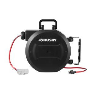 Husky 50 ft. 14/3 Medium Duty Indoor/Outdoor Extension Cord Reel with Multiple Outlet Triple Tap ... | The Home Depot