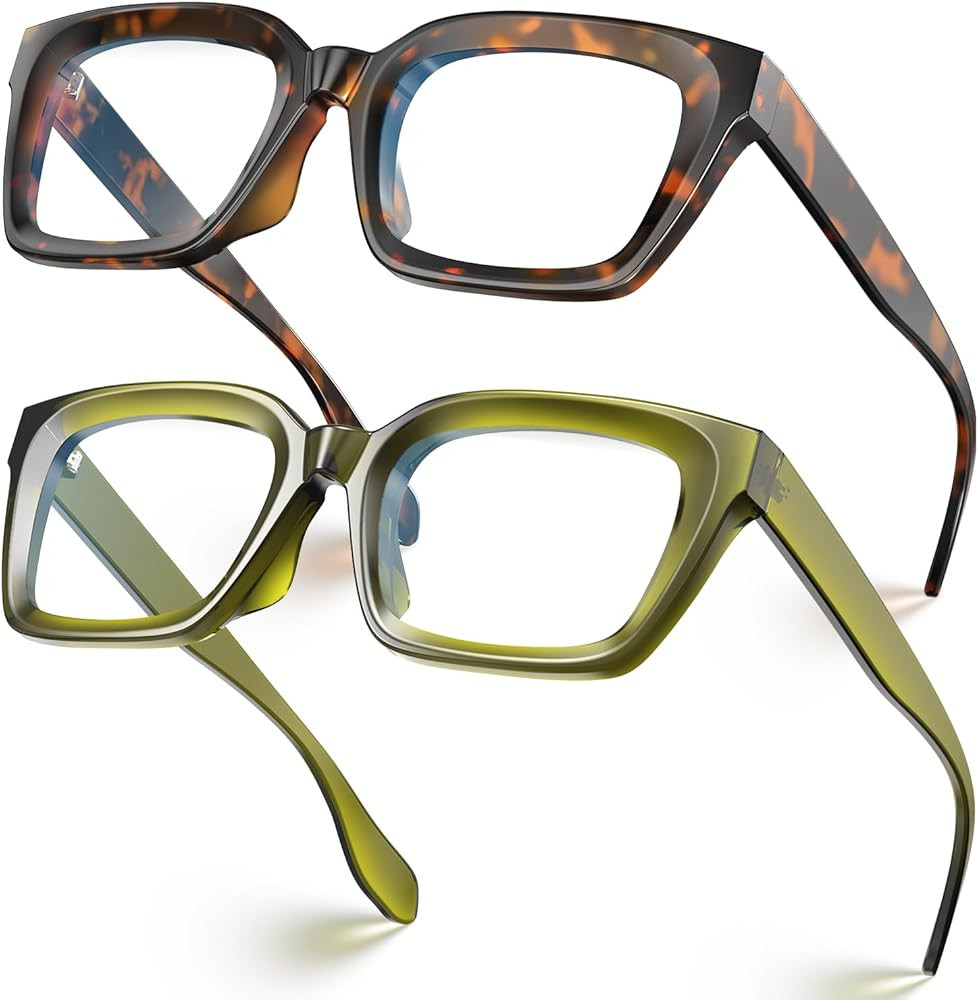 VISOONE Chunky Square Blue Light Blocking Glasses with Anti Computer Glare for Working Women Men ... | Amazon (US)