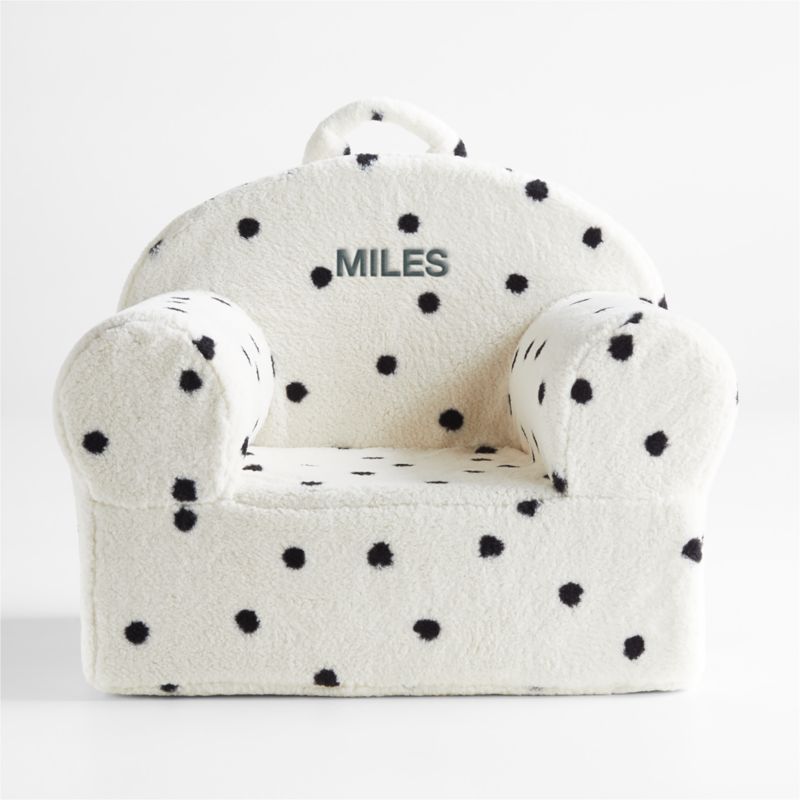 Large White Sherpa Polka-Dot Nod Chair | Crate & Kids | Crate & Barrel
