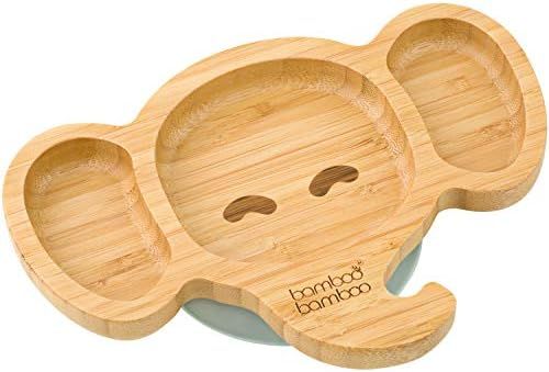 Bamboo Baby Plate with Suction - Kids and Toddler Suction Cup Plate for Babies, Non-toxic All-Nat... | Amazon (US)