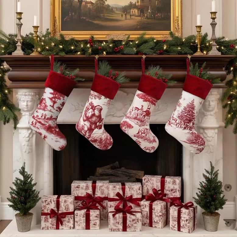 $25.99 for 4 Pcs Vintage Country Christmas Stockings Farmhouse Christmas Stockings 18 Inch Large Red and White French Country Toile Rustic chinoiserie Village Hanging Xmas Ornament for Tree Fireplace Family Holiday Party Gift! Amazing price for four of them limited time only get them down before they sell out!

#LTKSeasonal #LTKHome #LTKHoliday