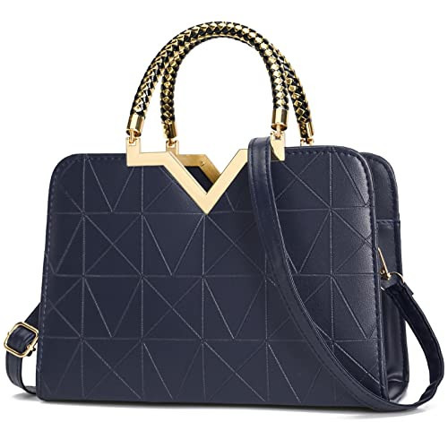 JHVYF Purse for Womens Handbag Top Handle Shoulder Bag Tote Satchel Purse Work Bag Navy Blue V067 | Amazon (US)