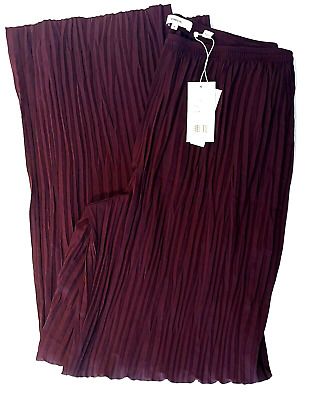 NWT VINCE Crinkle Textured Wide Leg Pants in Burgundy (Oxblood) Pockets M $295 | eBay US