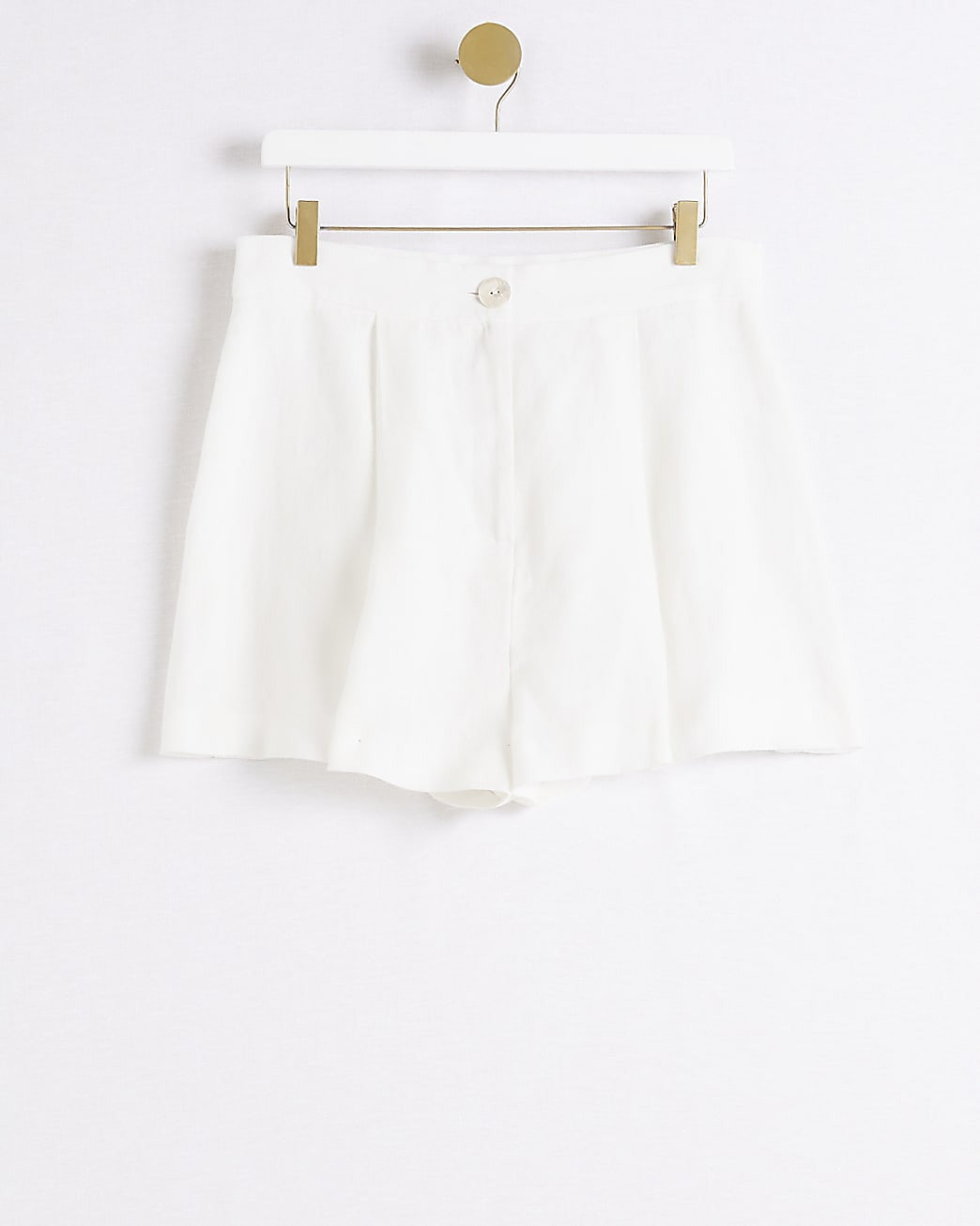 White linen blend button shorts | River Island (UK & IE)