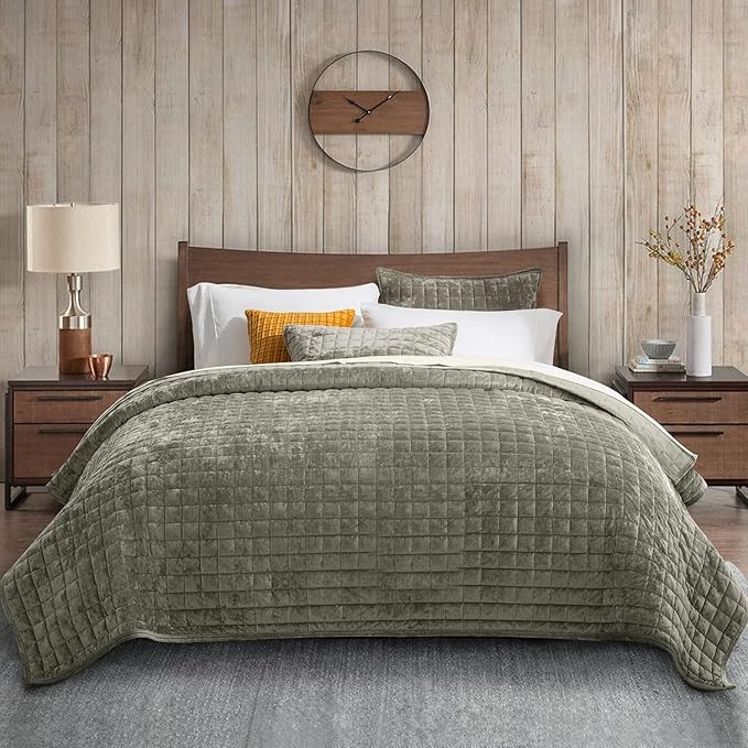 RECYCO Luxury Velvet Quilt Set Full Queen Size, Lightweight Velvet Comforter Set, Oversized Bedsp... | Amazon (US)