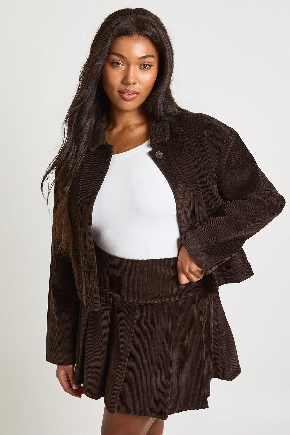 Plus Cord Pleated Mini Skirt | boohoo (US & Canada)