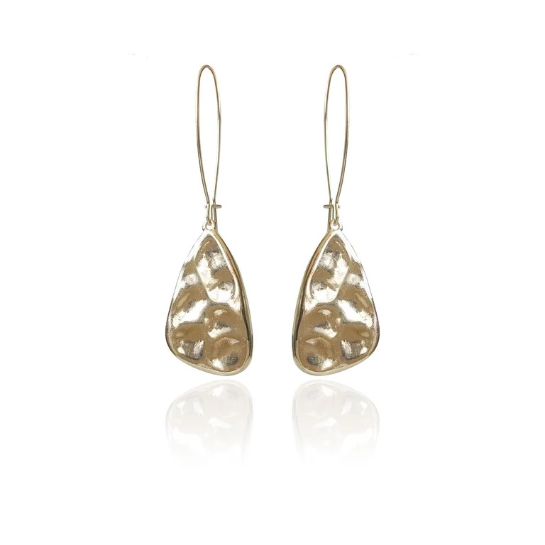 Time and Tru Women's Gold Plated Metal Wire Teardrop Earring | Walmart (US)