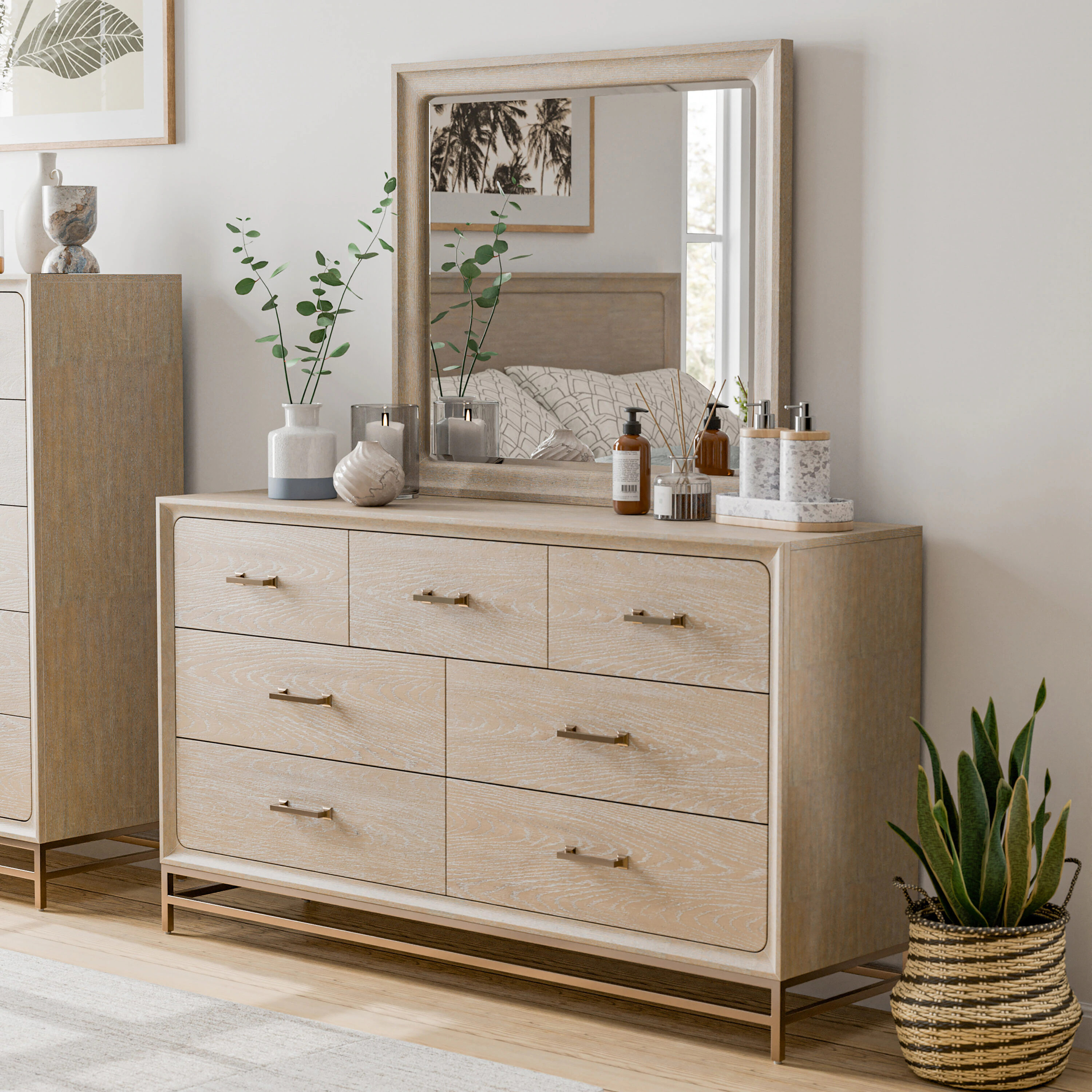 Furniture of America Lena Light Oak 7-Drawer Standard Dresser with Mirror in Brown | IDF-7369AK-DM | Lowe's