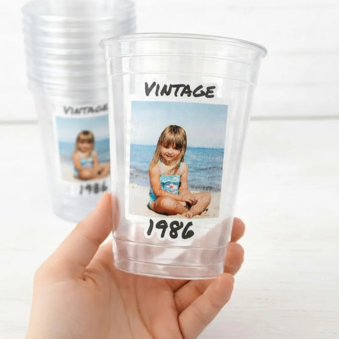 Custom Photo Cups 16oz | Personalized Plastic Party Cups With Text & Picture | Face Cups Birthday... | Etsy (US)