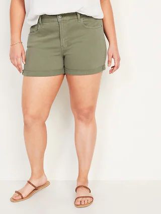 Mid-Rise Boyfriend Pop-Color Jean Shorts for Women -- 3-inch inseam | Old Navy (US)