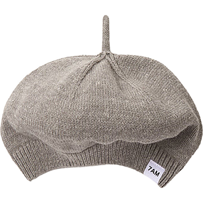7AM Enfant | Chunky Ribbed Cotton Knit Elastic Fit Beret, (Grey, Size 1-3Y) | Maisonette | Maisonette