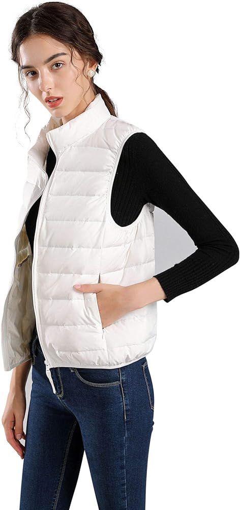 ELFJOY Down Womens Vest, Winter Vest, Stand Collar Sleeveless Down Jacket Coat Packable puffer ve... | Amazon (US)