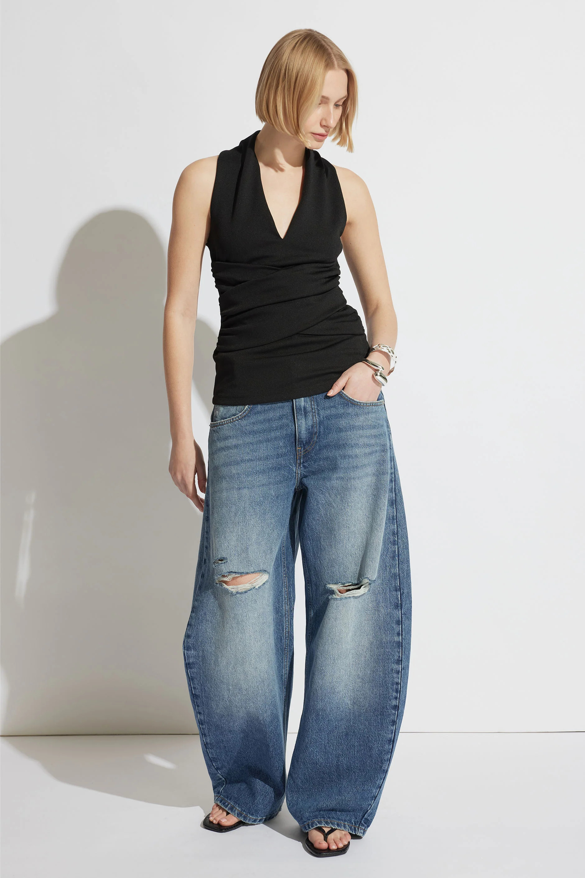 Daisy Ripped Horseshoe Jean - Faded Arctic | DECJUBA | DECJUBA