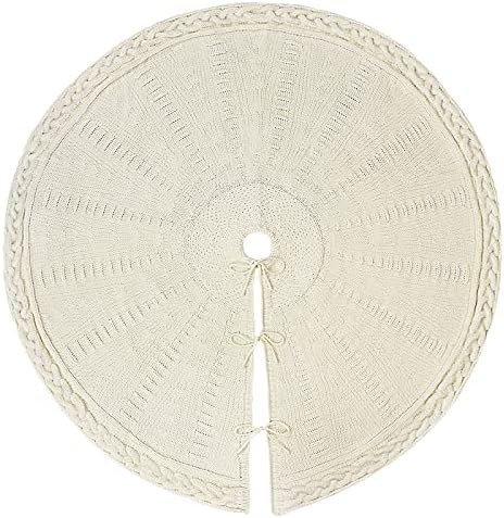LimBridge Christmas Tree Skirt, 48 inches Cable Knit Knitted Thick Rustic Xmas Holiday Decoration... | Amazon (US)