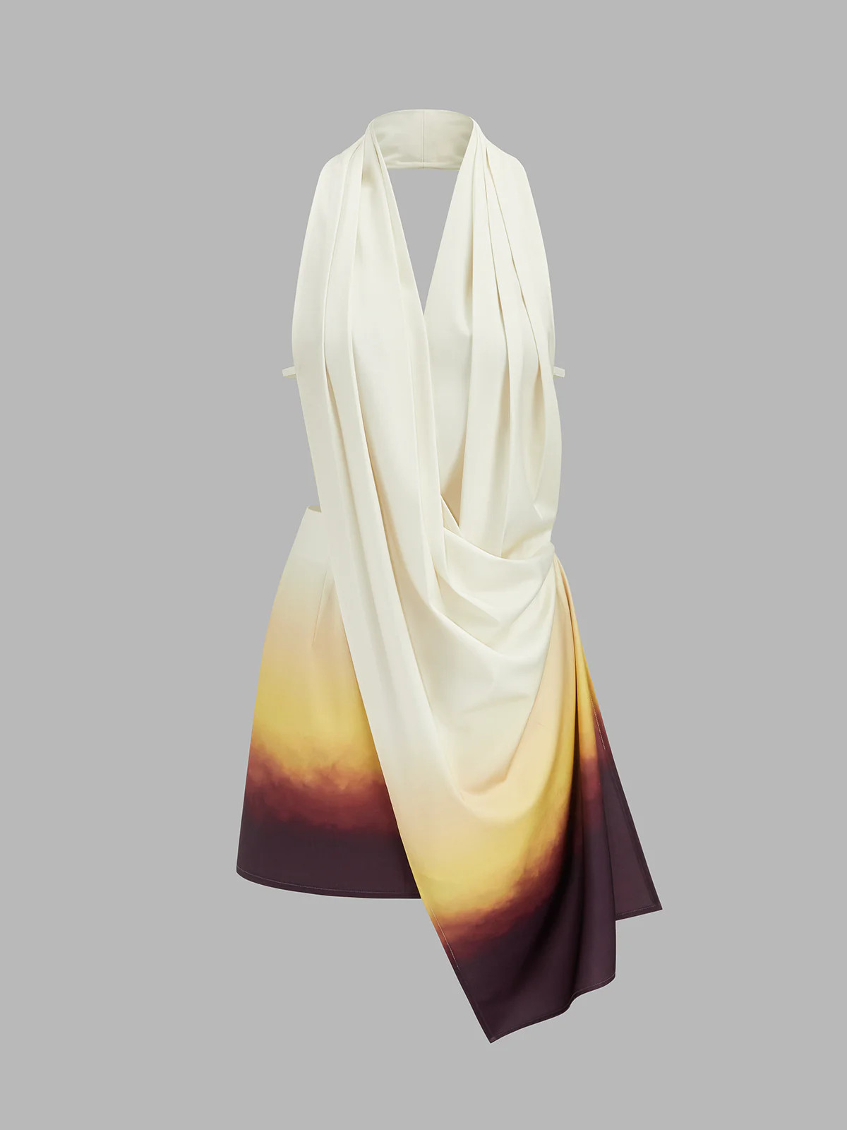 Asymmetric Gradient Halter Mini Dress | Commense