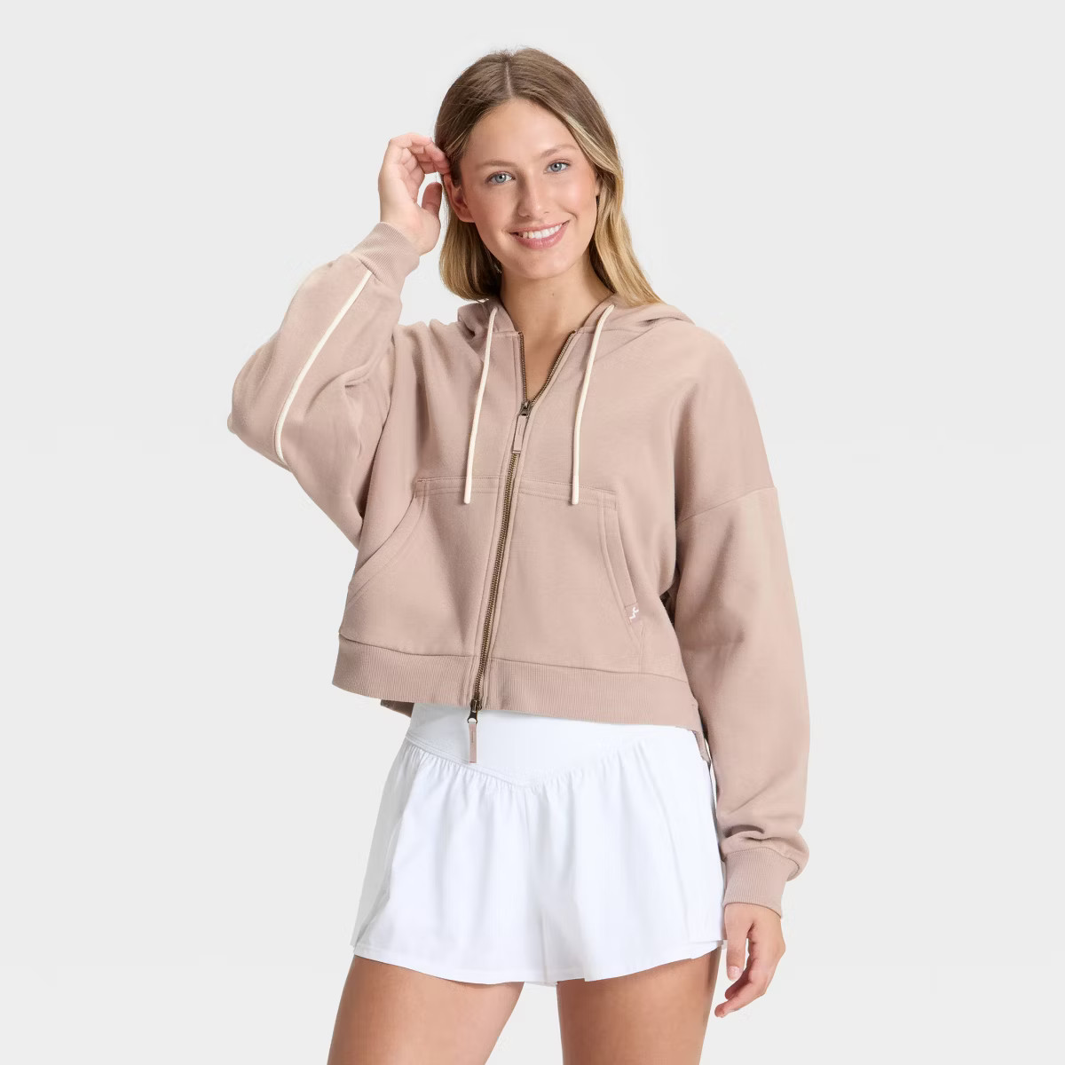 Women's Piped Cropped Full Zip Sweatshirt - JoyLab™ | Target