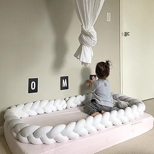 Soft Knot Pillow Decorative Baby Bedding Sheets Braided Crib Bumper Knot Pillow Cushion (Pure Col... | Amazon (US)