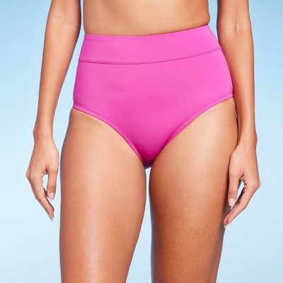 Women's Full Coverage Tummy Control High Waist Bikini Bottom - Kona Sol™ Pink L | Target