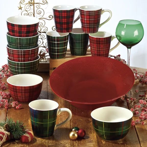 Certified International Christmas Plaid 6 Piece Dessert Plate Set | Wayfair Professional