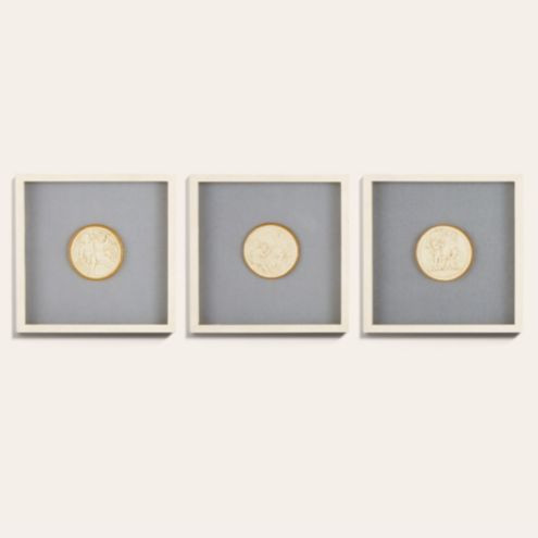 Valenti Framed Intaglio Art Set in Gray Blue with Antique White Resin & Glass Front | Ballard Designs, Inc.