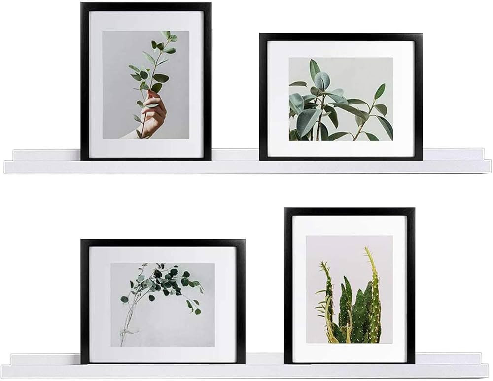 WELLAND White Picture Ledge, Photo Ledge, Floating Ledge Wall Shelves, 36-inch, Set of 2, White | Amazon (US)