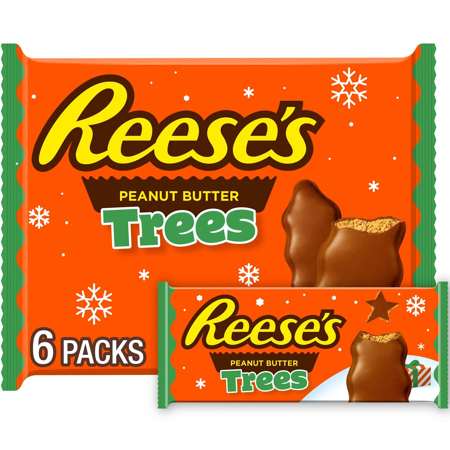 Reese's Milk Chocolate Peanut Butter Trees Christmas Candy, Packs 1.2 oz, 6 Count | Walmart (US)
