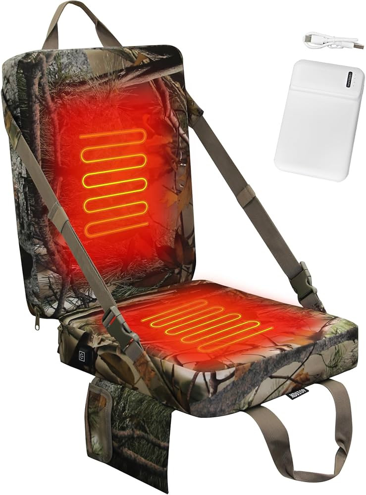 MDSTOP Heated Hunting Seat Cushion with Backrest & Battery Pack, Adjustable Hunting Seat for Tree... | Amazon (US)