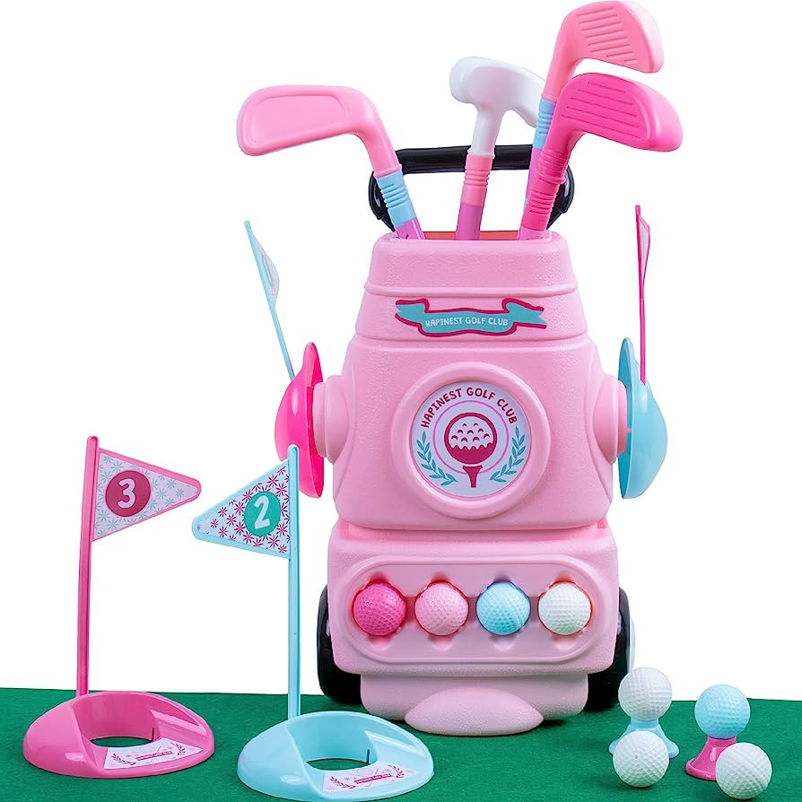 Hapinest Toddler Girl Toy Golf Set Gifts for Kids Ages 3 4 5 Years Old - 8 Golf Balls, 4 Golf Clu... | Amazon (US)