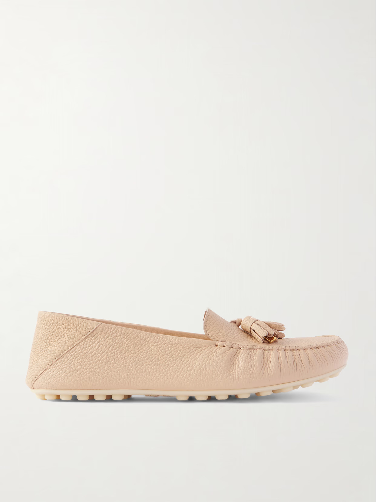 Loro Piana - Tasseled Textured-leather Collapsible-heel Loafers - Neutrals | NET-A-PORTER (US)