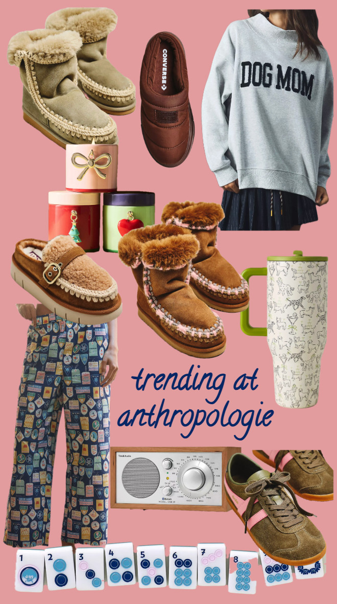 Trending at Anthropologie!
..................
Gifts for her gifts for friends slippers Anthropologie gift idea Anthropologie under $50 Anthropologie under $100 pajama pants boxer shorts Christmas candle holiday candle Bluetooth speaker hydrojug tumbler gifts for teens college kids gifts dog mom sweatshirt graphic sweatshirt mock neck sweatshirt mahjong set Anthropologie new arrivals beaded bag purse trends winter outfit ideas anthro sale Anthropologie sale dog sweater anthro mugs Anthropologie mugs moccasins home decor anthro home glass mug  

#LTKFindsUnder100 #LTKFindsUnder50 #LTKCyberWeek