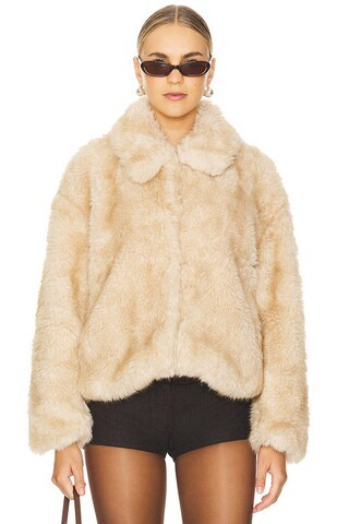 Bardot Sarissa Faux Fur Jacket in Oatmeal from Revolve.com | Revolve Clothing (Global)
