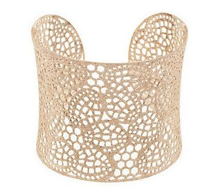 As Is Sterling Large Openwork Lace DesignCuff, 30.0g | QVC