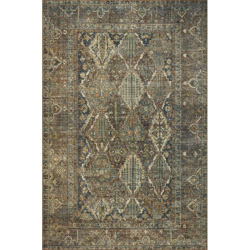 Magnolia Home By Joanna Gaines X Loloi Banks Machine Washable Spice / Blue Area Rug | Wayfair North America