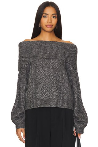 Gestuz Adie Off Shoulder Sweater in Deep Gray Melange from Revolve.com | Revolve Clothing (Global)