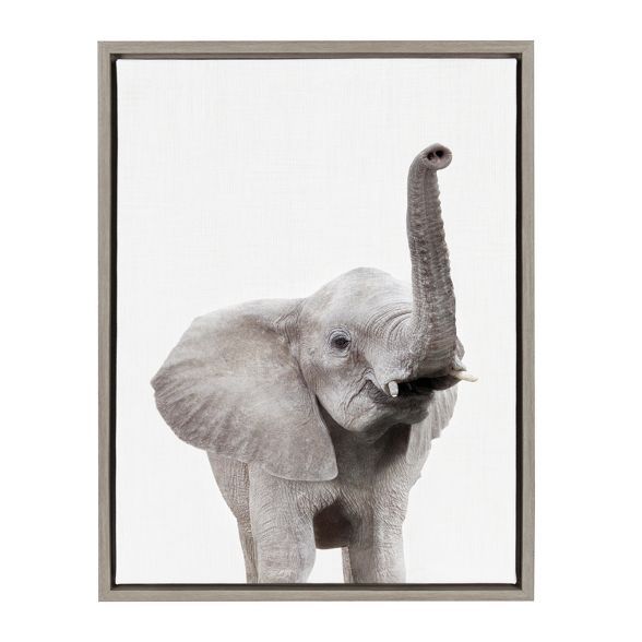 18" x 24" Sylvie Young Elephant Framed Canvas by Amy Peterson Gray - Kate and Laurel | Target