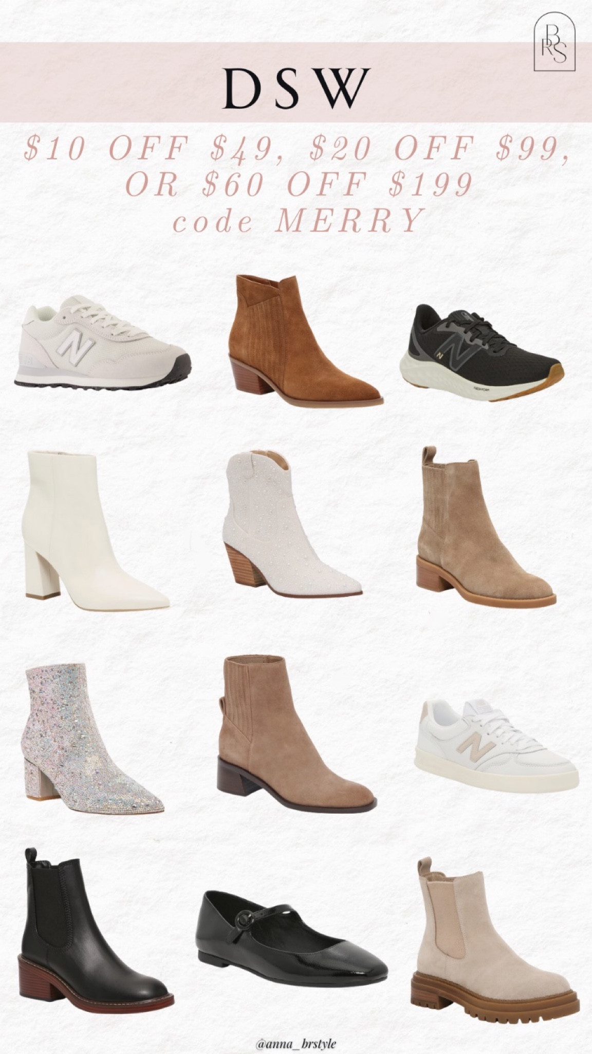 DSW sale code MERRY winter boots, booties, new balance sneakers, western boots 

#LTKfindsunder50 #LTKsalealert #LTKfindsunder100