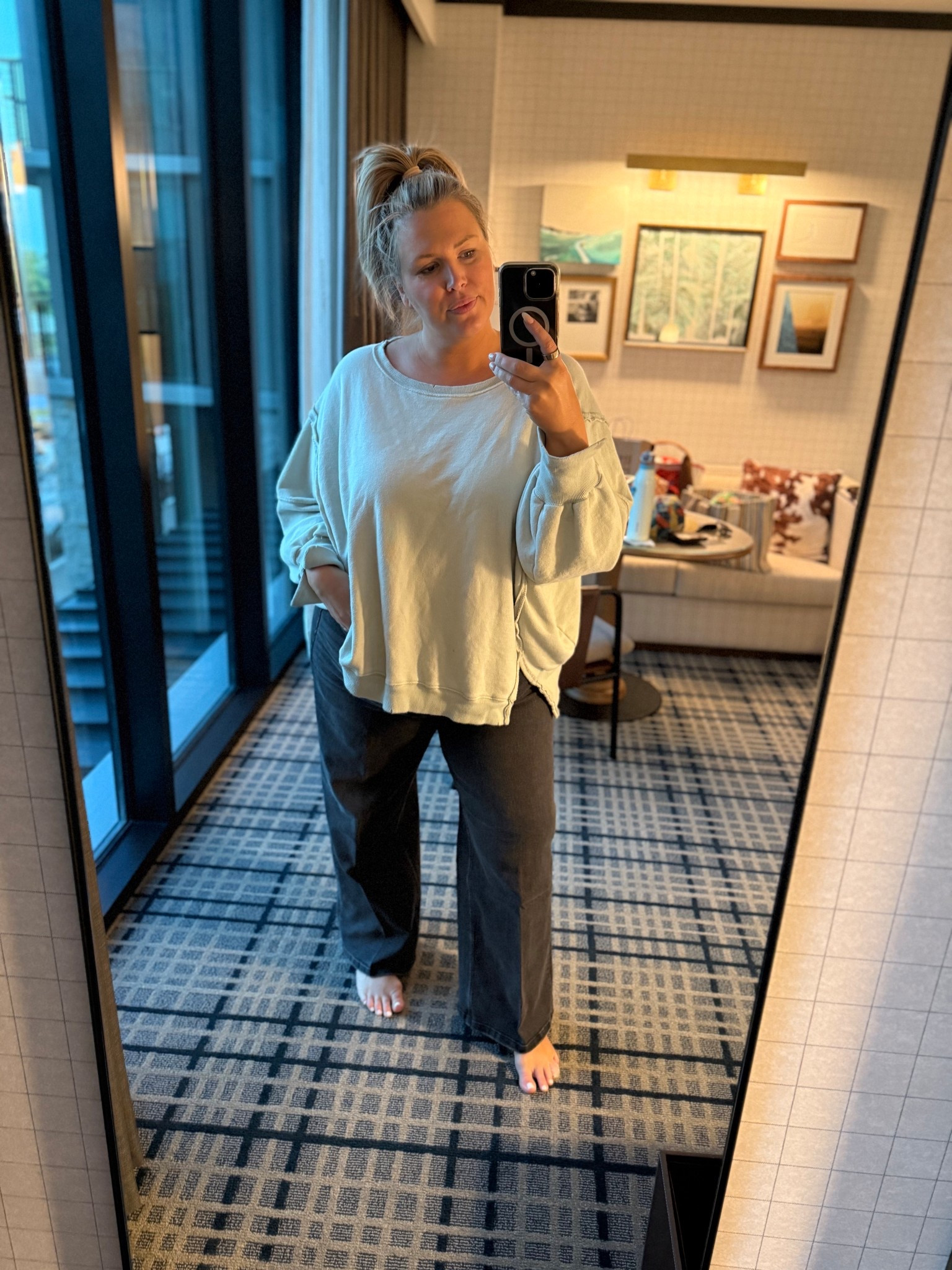 SALE ENDS TONIGHT 9/10!! 👉Loving the new spanx authentic 360 denim that come in petite, regular and tall!! These are the wide leg, I’m in a 1X but I think I should just have gotten my regular size 2X for the tummy!! If you’re shaped like me, just get your regular size! Im 5’8 and wearing the regular length! CODE: DENIM360 for 15% off new and old customers!!! 

Top is an XL and fits like a 2X!! 

#LTKSaleAlert #LTKPlusSize #LTKCon