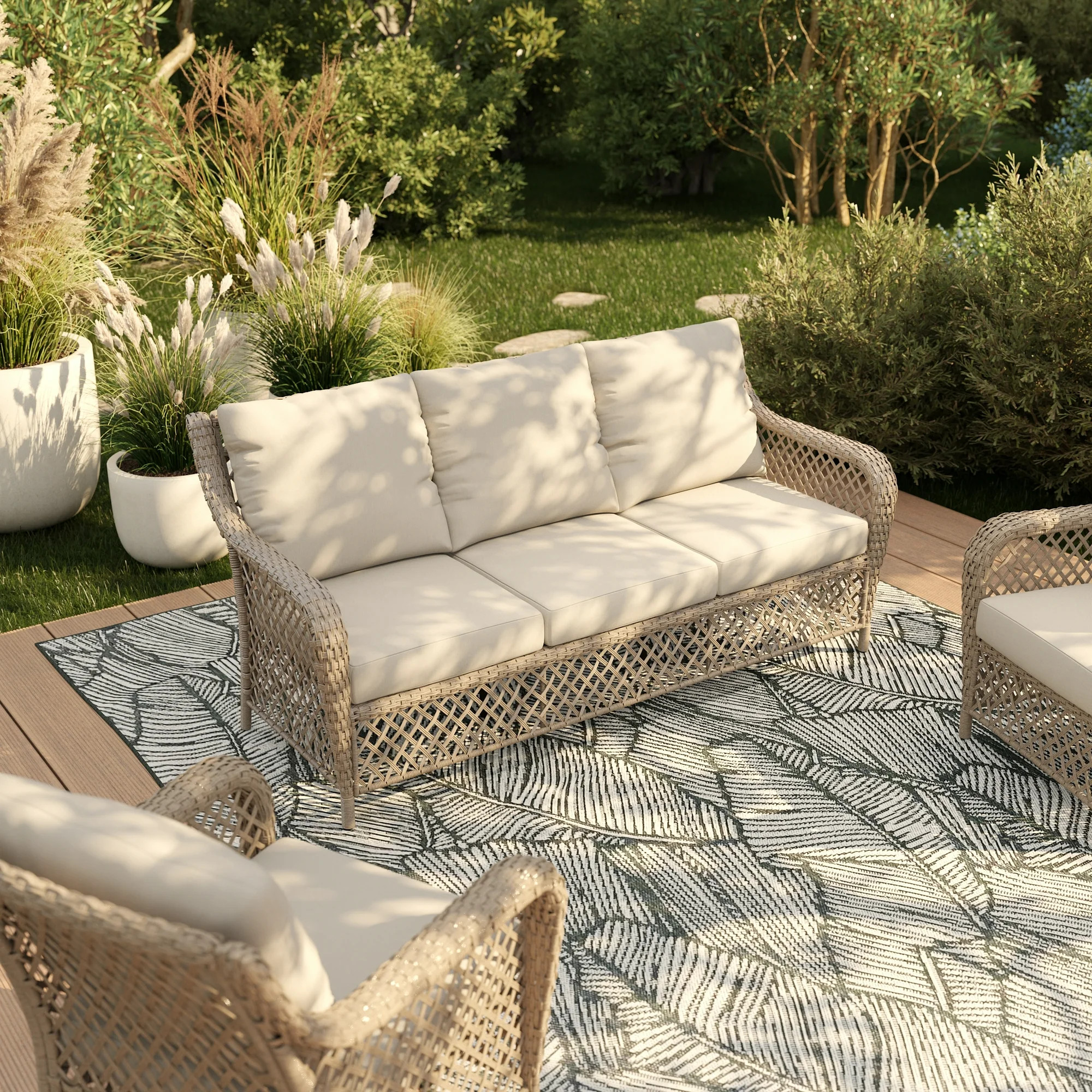 HOMETRENDS Belmont Steel Outdoor Sofa with Cushions, Oatmeal | Walmart (CA)
