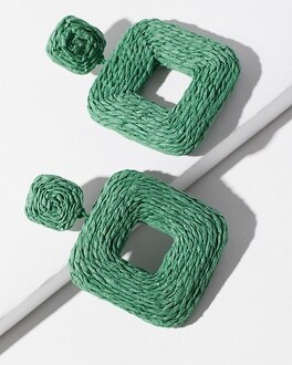 Green Raffia Square Earrings | Chico's