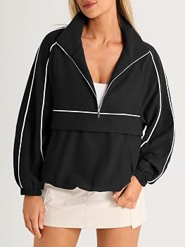 Fisoew Quarter Zip Pullover Women UPF 50+ Lightweight Windbreaker Jacket Running Hiking Outdoor P... | Amazon (US)