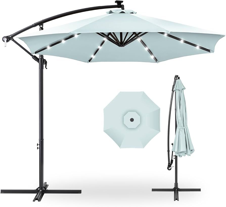 Best Choice Products 10ft Solar LED Offset Hanging Market Patio Umbrella for Backyard, Poolside, ... | Amazon (US)