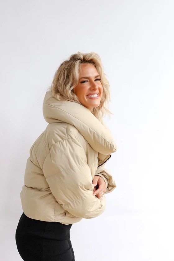 Winter Dreams Beige Quilted Cropped Puffer Jacket | Lulus (US)