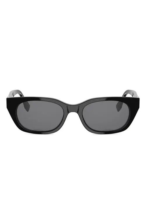Forever Fendi 51mm Cat Eye Sunglasses in Shiny Black /Smoke at Nordstrom | Nordstrom